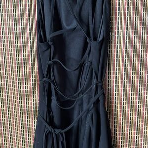 LULU’s Black “Back Lace up” Dress, size L, See All Pictures, flowing skirt, mini